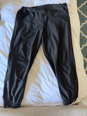 Black Track Joggers with Zipper Cuffs